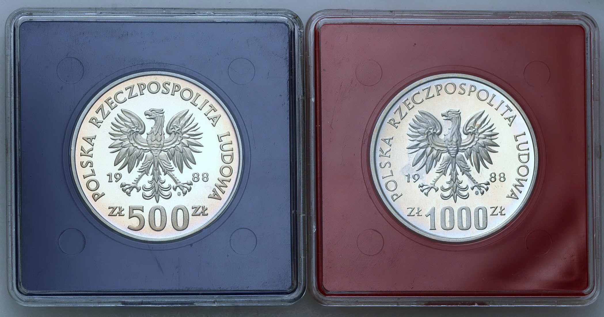 PRL. 1000 złotych (PRÓBA srebro) + 500 złotych 1986 Jadwiga